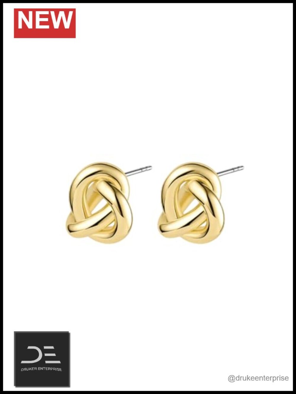18k Gold Plated Infinity Knot Stud Earrings Surgical Steel Posts
